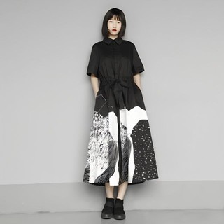 Qianqian QQ Sản Phẩm Mới Khuyến Mãi Ngoại Thương Quần Áo Nữ Ý Còn Lại Đơn Hàng Retro Áo Sơ Mi Tay Ngắn Đầm Ôm Hơn Thiết Kế Giữa Chiều Dài In Hình Hợp Thời Trang Tik Tok Hot-