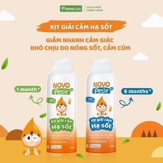 Xịt giải cảm hạ sốt Novopetie giảm khó chịu do cảm cúm, hạ sốt, làm mát cơ thể nhanh chóng ,lọ 100ml