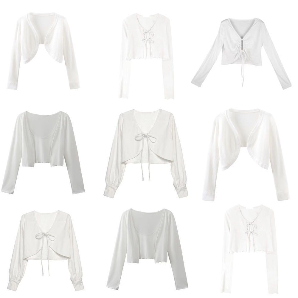 Áo cardigan nữ nhẹ và kem chống nắng, thích hợp để kết hợp dây treo, và có nhiều kiểu dáng khác nhau