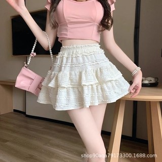 Mùa Xuân Mùa Hè Ngọt Ngào Phong Cách Ba Lê Váy Nữ Trắng Xù Bánh Puff Váy Chống chói Váy Ngắn Nhỏ