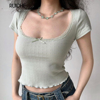 RUICHE áo baby tee áo thun nữ croptop baby tee Trendy Hàn Phong phổ biến Cute WCS24608U3 23Z240608