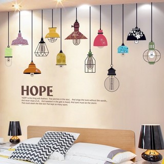 Decal dán tường, tranh decal dán tường Dây đèn thả trang trí phòng ngủ, phòng khách, phòng bếp