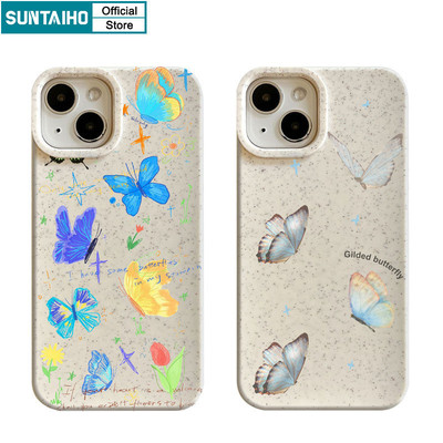 Suntaiho Ngộ nghĩnh Dễ Thương Vỏ Điện Thoại Họa Tiết Bướm Đẹp Cho Iphone 15 14 12 13 11 Pro Max IP 7 8 Plus Iphon X Xs XR Xs Max Silicone Mềm Cao Cấp Chống Sốc Ốp Lưng