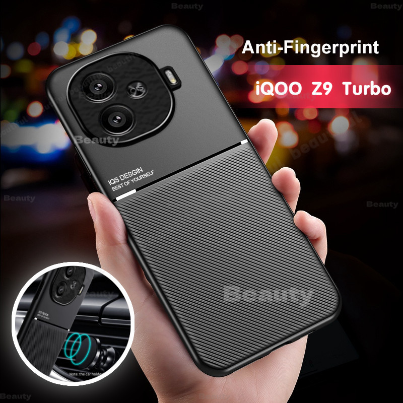 Dành Cho Vivo iQOO Z9 Turbo 5G Từ Tính Da PU Dành Cho iQOO Z9X Z9 z9turbo Ốp Lưng Silicon Mờ Bảo Vệ 