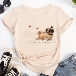 Áo thun Pug nữ truyện tranh áo thun nữ 2000 thiết kế quần áo truyện tranh