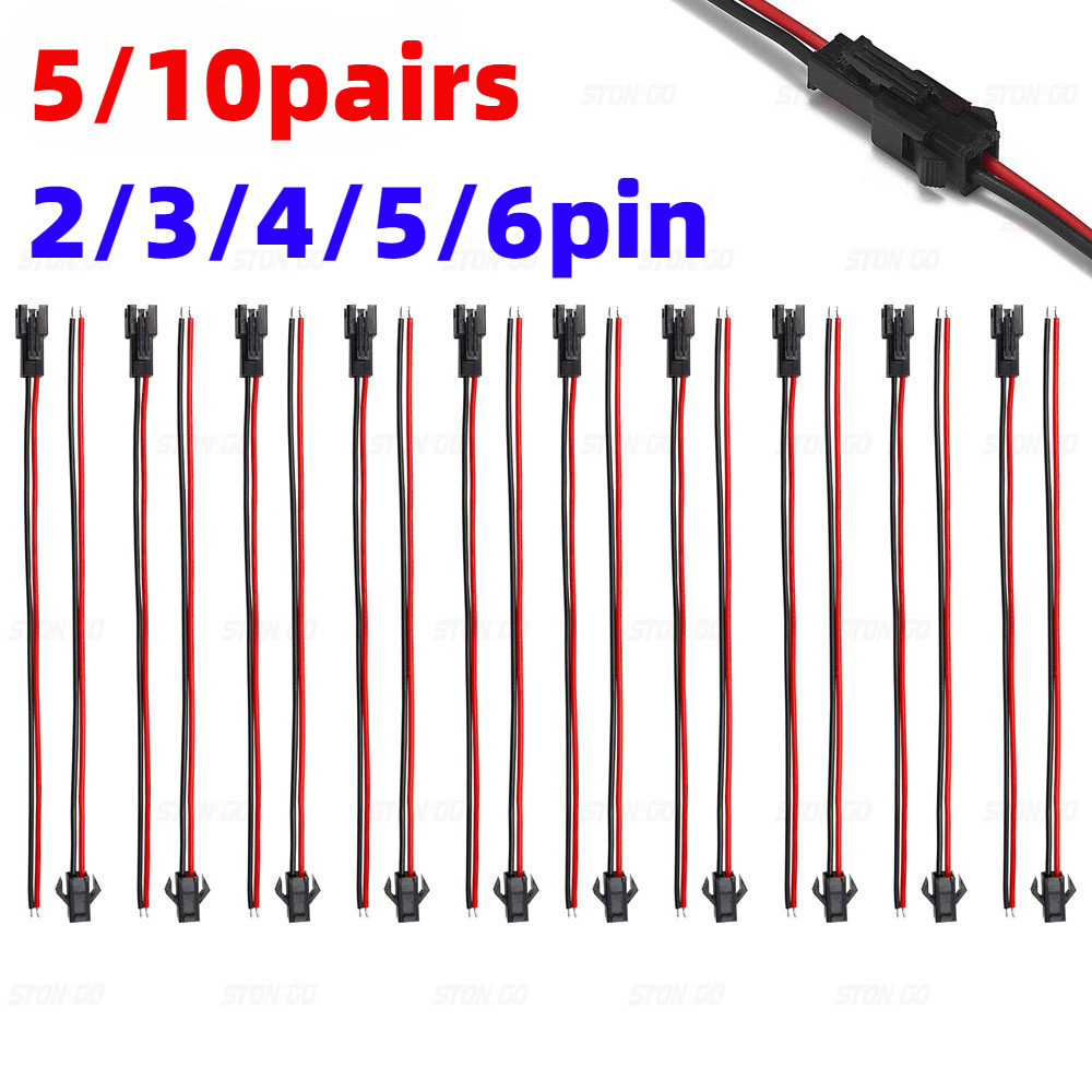 5 / 10 Cặp 2 / 3 / 4 / 5 / 6pin LED Nối Dài Kết Nối Dây Cáp Điện Nam Nữ Dây Ws2811 Ws2812 3528 5050 