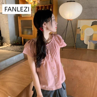  FANLEZI áo sơ mi nữ áo kiểu hàn quốc rực rỡ Phong cách tráng lệ Thoải mái WCS2460IIC 25Z240620
