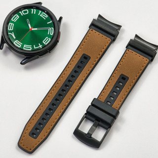 Dây đeo silicon + da tương thích cho Samsung Galaxy Watch 6 5 4 40mm 44mm Thay thế Không có khoảng cách Vòng đeo tay cho Galaxy Watch 6Classic 43mm 47mm