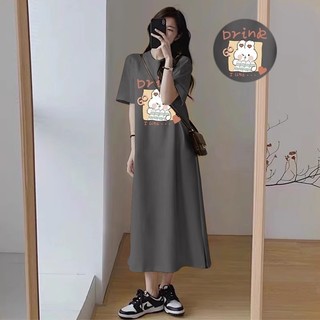 Hoạt Hình Dễ Thương In Hình Thỏ Mùa Hè Mới Thời Trang Hàn Quốc Đầm Ngắn Tay Quá Khổ
