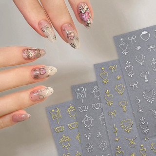 Sticker miếng dán móng nổi màu bạc họa tiết retro, thủy thủ mặt trăng xinh xắn