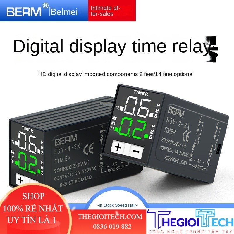 Rơ Le Thời Gian H3Y-2 H3Y-4 Bộ Điều Khiển Thời Gian Hiển Thị Kỹ Thuật Số Chu Kỳ Nhỏ 8 Chân 14 Chân 12V 24V 220V - 14 Chân 24V Ko đế
