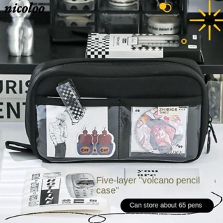  Túi đựng bút NICOLOO Túi văn phòng phẩm đơn giản trong suốt Hộp đựng bút chì chống nước dung tích lớn 