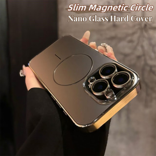 Sang Trọng AG Matte Mạ Khung Ốp Lưng Điện Thoại Cứng Cho iPhone 16 15 Plus 14 13 12 11 Pro Max Từ Tính Không Dây Sạc Kính