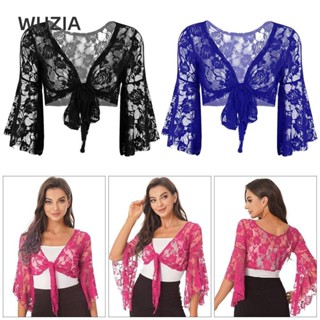  Khăn choàng ren WUZIA Hộp đêm sân khấu Belly Dance Top Phụ nữ buộc dây cho Thái Lan   Ấn Độ   Ả Rập dài tay khoe trang phục 