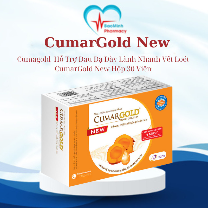 CHÍNH HÃNG : viên uống Cumagold  Hỗ Trợ Đau Dạ Dày Lành Nhanh Vết Loét CumarGold New Hộp 30 Viên