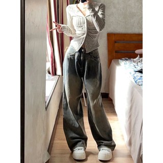 Quần jean ống thẳng, eo cao, phong cách đường phố, xếp ly, ống rộng, thiết kế retro, dáng rộng cho phụ nữ mùa thu, phong cách Mỹ XFPD