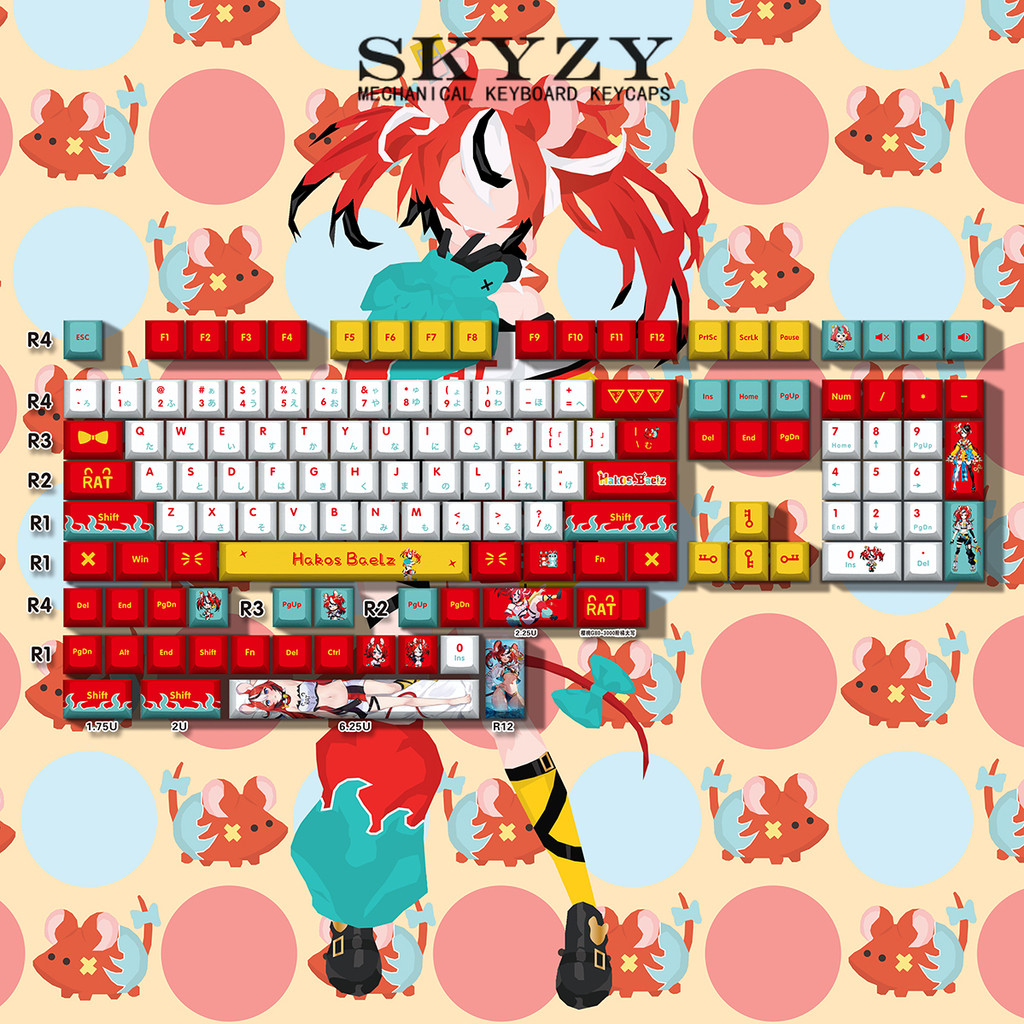 Hakos Baelz Keycaps Cherry Profile VTuber Hololive Bae PBT Dye Sub Keycap