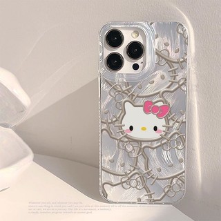 Phong Cách Mới Họa Tiết Gạc Lông Vũ Hoạt Hình Dòng Dễ Thương Hello Kitty Thích Hợp Cho iphone 15promax Vỏ Điện Thoại Apple 14 13 12 11 XSmax XR 8plus 7 Vỏ Bảo Vệ Chống Sốc