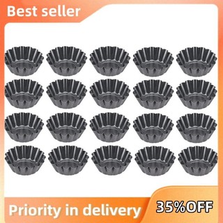 20 chiếc chảo bánh chống dính khuôn mẫu khuôn bánh trứng tart có viền xù, máy nướng bánh tins cho lò nướng bánh mì
