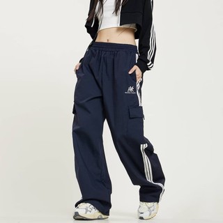 Mỹ ins Bên Sọc Bỏ Túi Quần Áo Nam Nữ Đường Phố Hip-Hop Dạo Phố Rời Ba Thanh Quần Thẳng