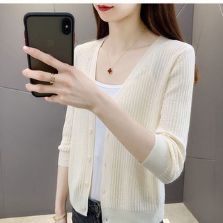 Cardigan Top Nữ Ice Silk Mỏng Chống Nắng Ngắn Áo Bên Ngoài