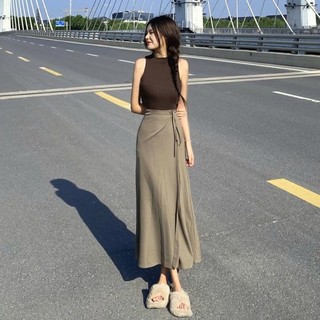 Set Áo 3 Lỗ+Chân Váy Dáng Dài Cạp Cao Cột Dây Nơ Eo Tôn Dáng Khí Chất