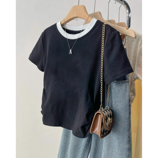 100% Cotton 220g Boutique Áo thun ngắn tay thời trang phiên bản Hàn Quốc Áo gấp cho nữ