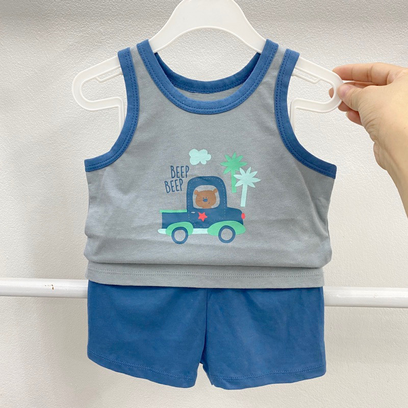 Bộ quần áo ba lỗ Lullaby cho bé trai bé gái chất cotton mềm mát mẫu mới nhất 2024