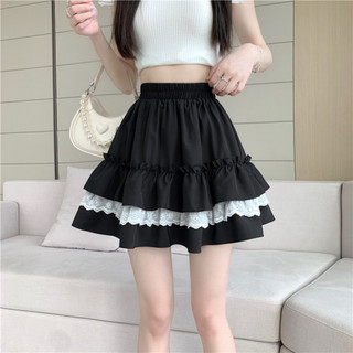 Váy chữ A có dây buộc ren cạp cao co giãn phong cách Hàn Quốc Ccvn
