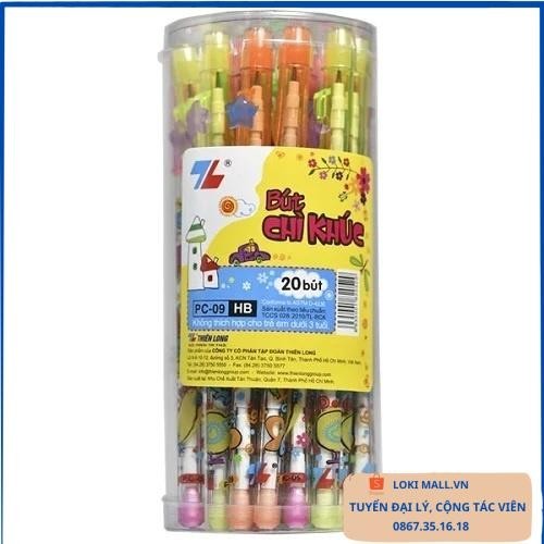 Bút chì khúc Thiên Long PC-09 - Bút chì đốt cho bé viết chì đốt viết chì khúc HB có tẩy, viết chì học sinh - Loki Home