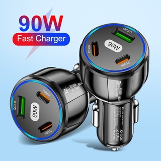 Giggle► bộ sạc xe hơi 3 cổng led 90w sạc nhanh pd usb c type c