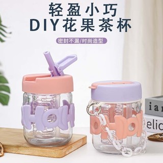 Thư Cốc Thủy Tinh Trà Hoa Nữ ins Giá Trị Cao Influencer Cốc Nước Mùa Hè Dễ Thương Với Ống Hút Chịu Nhiệt Độ Cao