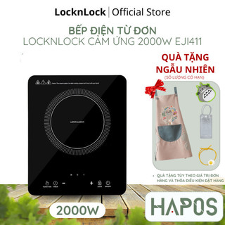 Bếp điện từ đơn LocknLock cảm ứng Chính hãng, 8 mức nhiệt, công suất cao 2000W nấu nhanh tiết kiệm điện EJI411 - HAPOS