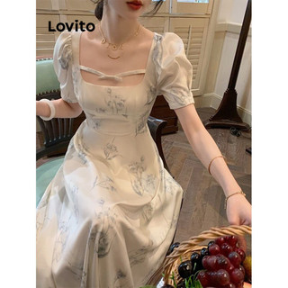 Đầm Lovito kiểu nơ họa tiết hoa phong cách lãng mạn cho nữ LNE43321