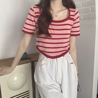 Áo thun nữ tay ngắn sọc thời trang