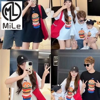 [Ml] 100-4xl Fun Burger Bố Mẹ-Con Mặc Họ Ba Mùa Hè Phong Cách Mới Cotton Nguyên Chất Áo Thun Mẹ-Con Tay Ngắn Influencer Mặc
