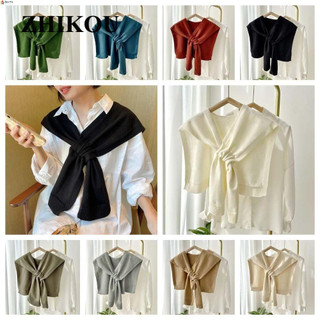 Zhikou Khăn dệt kim len nhân tạo, chống nắng màu trơn, phong cách Hàn Quốc, phù hợp cho phụ nữ / bé gái phù hợp