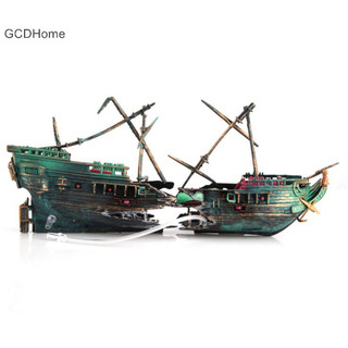 Gcdhome bể cá lớn trang trí thuyền bể cá tàu không khí chia tàu đắm trang trí cá hot