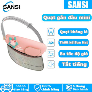 Quạt mini gắn trên đầu chống nắng thiết kế mũ rỗng ba tốc độ gió du lịch bãi biển Quạt không cánh