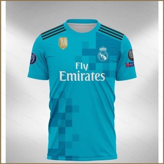 Qy 2017-2018 Real Madrid Áo bóng đá thứ ba Áo thun thể thao ngắn tay cỡ lớn