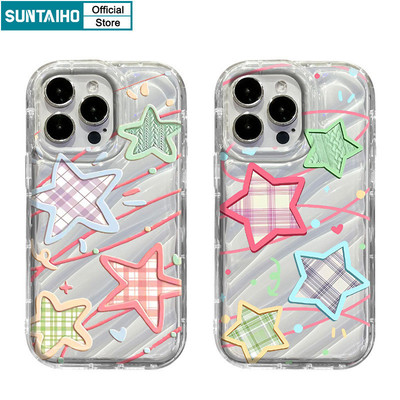 Suntaiho Ngộ nghĩnh Vỏ Độc Đáo Họa Tiết Ngôi Sao Đẹp Ốp lưng Cho Iphone 15 14 12 13 11 Pro Max IP 7 8 Plus Iphon X Xs XR Xs Max TPU Silicone Mềm Cao Cấp Chống Sốc Ốp Lưng