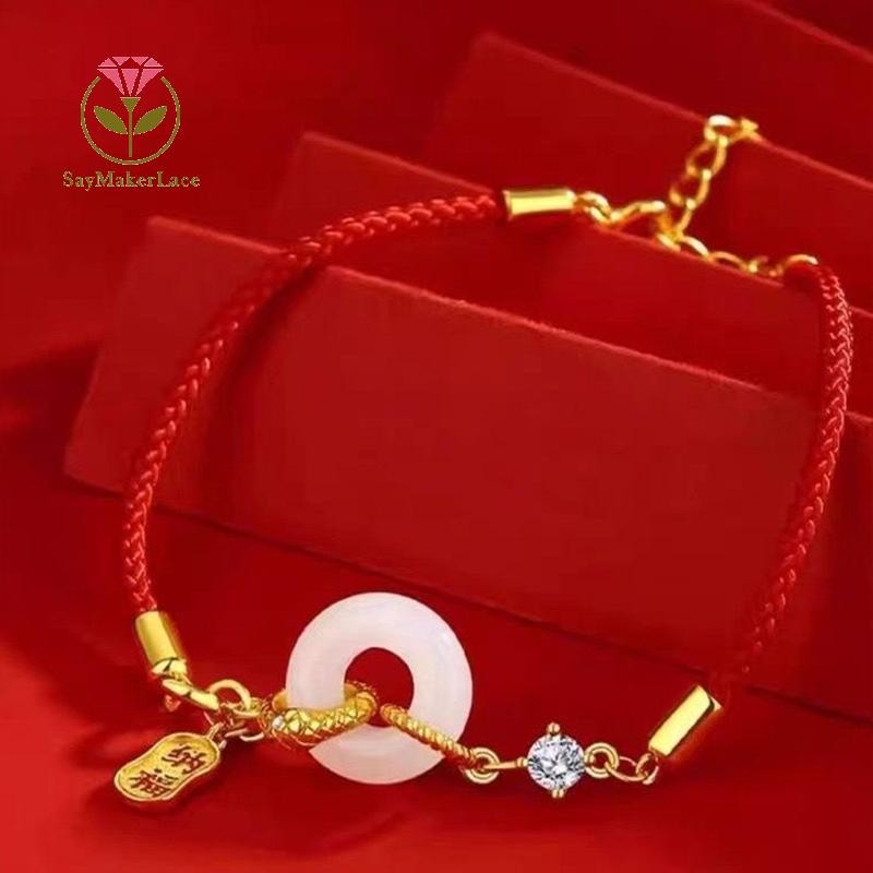 [Saymakerlace] Vòng tay mặt dây chuyền rắn dây màu đỏ may mắn thời trang dành cho nữ Vòng tay bện hình cung hoàng đạo Trung Quốc Quà tặng năm mới | BigBuy360 - bigbuy360.vn