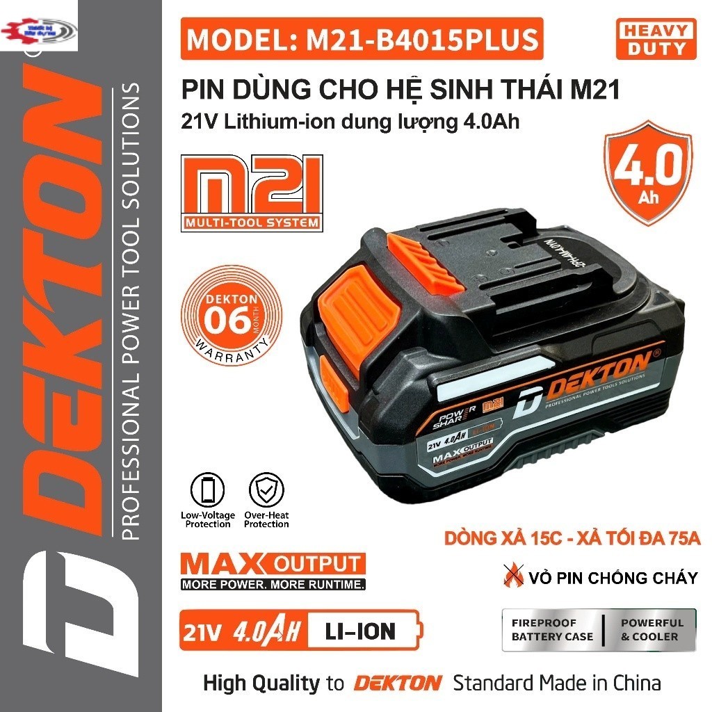 [GIẢM GIÁ CỰC SỐC] Pin Dekton /  Dung Lượng 4aH / M21-B4015PLUS  / Có Giới Hạn / Hệ M21 máy giá tốt