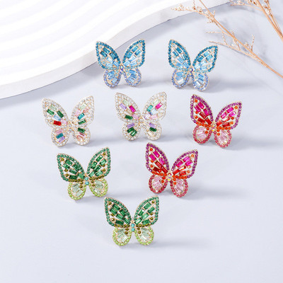 Châu Âu Mỹ Sáng Tạo Cá Tính Côn Trùng Bướm Pha Lê Nhiều Màu Sắc Tính Khí Bông Tai Hợp Thời Trang Nữ Retro Khí Quyển PD1877