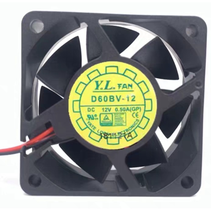 Quạt làm mát máy chủ âm lượng không khí cao Yuelun D60BV-12 6025 12V 0.50 A 6CM / cm