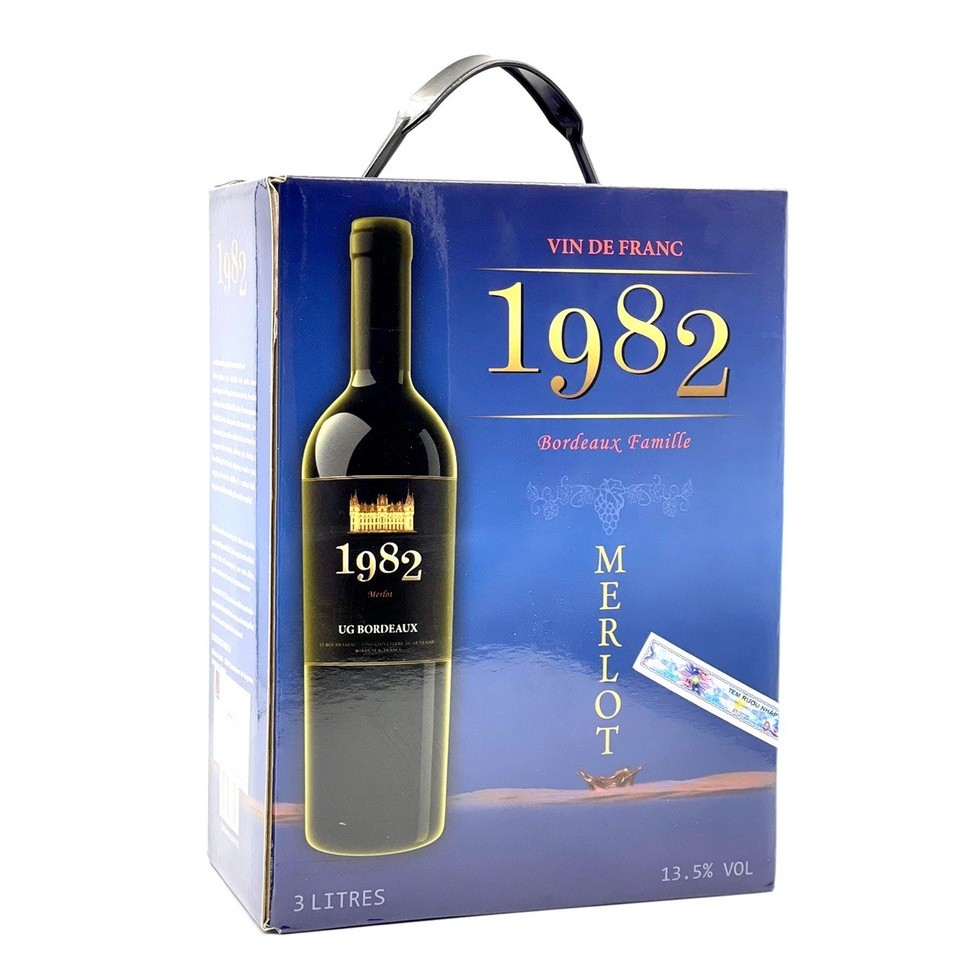 Rượu vang bịch Pháp 1982 Merlot 3 lít nhập khẩu