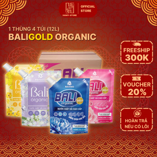 Nước Giặt Xả Túi Baligold Organic 3 Lít (1 thùng 4 túi) công nghệ Hàn Quốc, Hương Thơm Dịu Nhẹ, Đậm Đặc, Lưu Hương Lâu