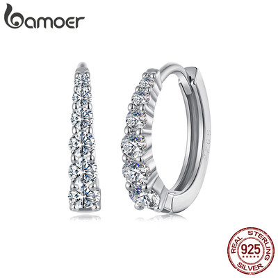Bamoer 925 Sterling Sliver Hoop Bông Tai Moissanite Trang Sức Quà Tặng Cho Nữ MSE091