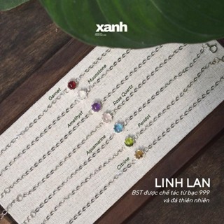  Vòng tay Linh Lan đá Moonstone Thạch anh hồng Aquamarine Garnet thiên nhiên phong thủy thanh lịch - Xanh Jewelry 