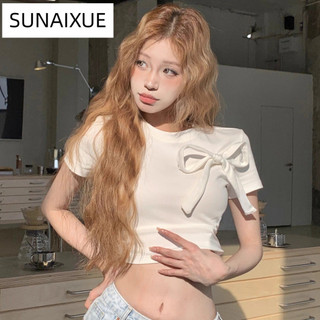SUNAIXUE áo phông áo thun nữ croptop baby tee Stylish Dễ thương Korean phổ biến WCS2440LJL 15Z240412